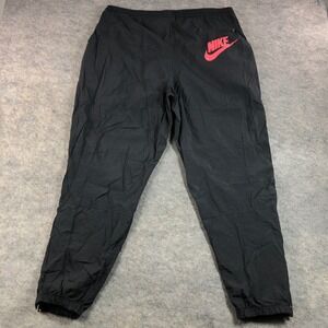 Nike Mens L Black Nylon Athletic Track Pants Joggers